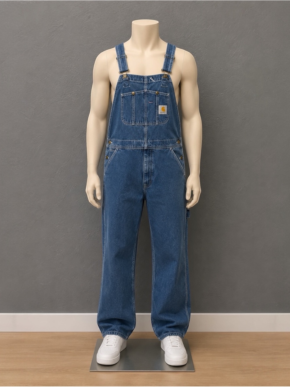 Vintage  90s Carhartt Bib Overalls Mens 44x34 Blue Denim Carpenter USA Made